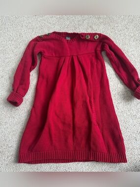 Zara Kids Red Knit Button-Shoulder Kids Dress Size 4-5 years